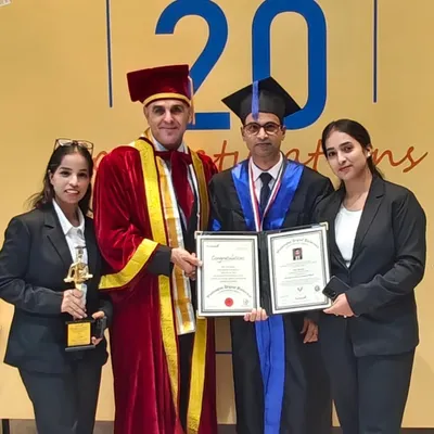 This achievement is a collective victory. I am pictured here with my team after receiving the Honorary Doctorate, a moment that reflects the shared dedication of everyone at Path of Music College.