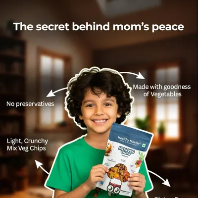 The secret to a mom's peace of mind is a snack that's loved by her child and good for them. Our Mix Veg Chips are made with the goodness of vegetables, are gluten free, and contain no preservatives.