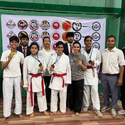 Our talented female athletes with their medals after a successful run at the 2nd Victor Cup Open Karate Championship.