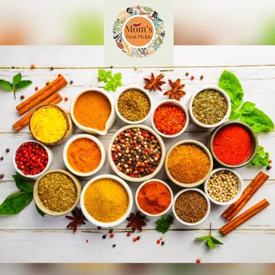 This is my mom's spice palette. A beautiful array of authentic Indian herbs and spices that she uses to create the unique flavour of our pickles.