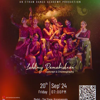The official poster for our production 'Rasadrishta', conceptualized and choreographed by Lakshmy Ramakrishnan. This show is a journey through the nine core human emotions, told through dance.