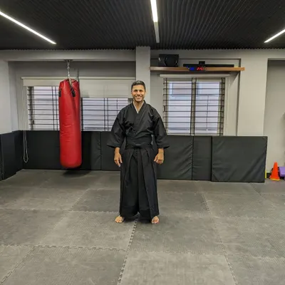 Sensei Vinayak Shetty after a great training session. As a senior instructor, he brings years of dedication and expertise to our dojo floor.