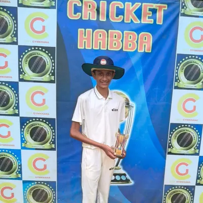 Saketh Hoskeri named Man of the Match for his magnificent 4-wicket haul in the Cricket Habba U-14 Tournament, leading to a 10-wicket victory.