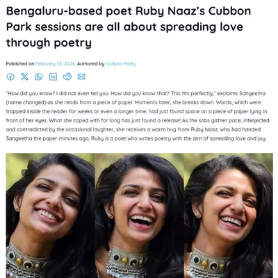 This feature from Connected to India beautifully captures the aim of my Cubbon Park sessions: spreading love through poetry. It highlights the emotional release and connection that people experience.