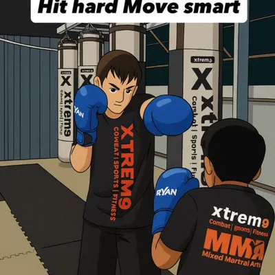 An illustration that captures our philosophy: "Hit hard, Move smart." Boxing is as much about intelligence and strategy as it is about power.