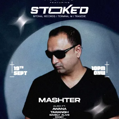 The official poster for my closing set at Room XO, alongside my friends from Stoked and Tarangh. It was a night of deep, driving techno.