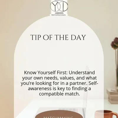 My first and most important tip for anyone looking for love is to know yourself first. Understanding your own needs and values is the key to self-awareness, which is the foundation for finding a truly compatible match.
