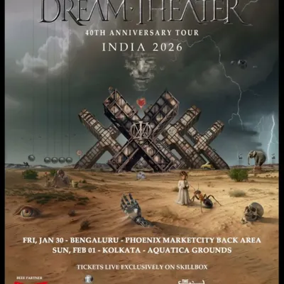 The official poster for Dream Theater's 40th Anniversary Tour in India. Our posters for major international rock tours are epic and atmospheric, setting the tone for a legendary show.