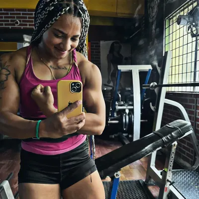 I am born to conquer. A quick selfie to check my bicep pump during an arm workout.