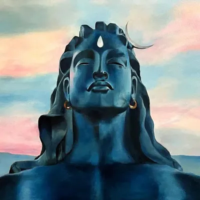 This 5x3 feet oil on canvas painting of Adiyogi Shiva was a commissioned piece. I aimed to capture a sense of deep meditation and cosmic tranquility against a serene twilight sky. This piece is now in a private collection.
