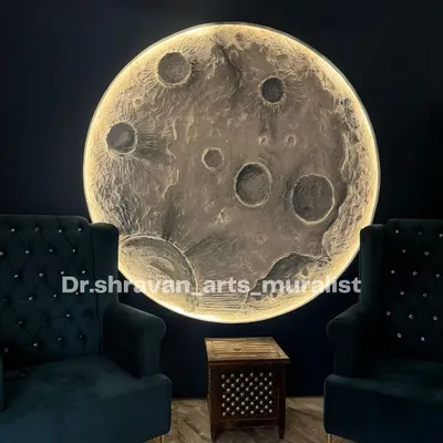 I designed this room to be a peaceful study and meditation space. The large, backlit moon mural serves as the focal point, providing a calming, ambient light that's perfect for focus and relaxation.