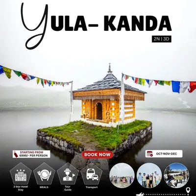 Discover the offbeat beauty of Yulla Kanda. This 2-night, 3-day trek takes you to the world's highest Krishna temple, nestled in the middle of a pristine lake.