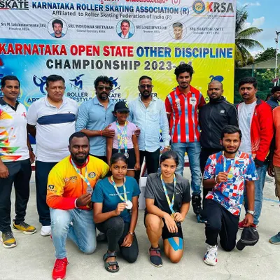 A proud moment with the winners from the Karnataka Open State Championship 2023. We secured medals in inline speed slalom and roller freestyle.