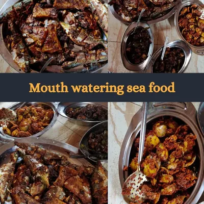 A mouth-watering spread of fresh seafood, a highlight of my coastal trips to places like Mulki. I ensure the culinary experience is as memorable as the adventure.