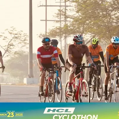Our riders forming a paceline during the HCL Cyclothon. Working together in a road race is key to conserving energy and achieving a strong finish.