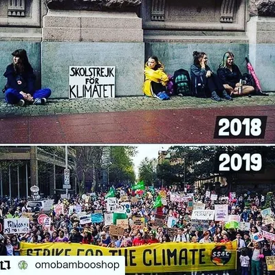 This image shows the incredible growth of the climate strike movement, started by a single person, Greta Thunberg. It's a testament to how one individual's conviction can inspire millions to demand action.