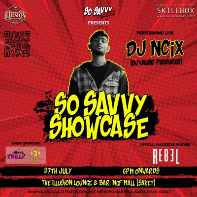 On the lineup for the 'So Savvy Showcase'. As the founder of So Savvy Records, I not only produce music but also create platforms for our artists to perform live. This event brought our label's talent to the stage in Saket, Delhi.