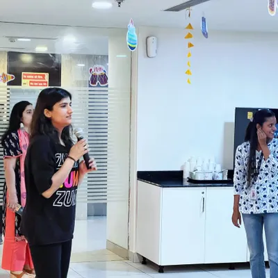 Kicking off a corporate Zumba session in Gurugram. I always start by connecting with the group and setting a fun, judgment-free tone for the dance party ahead.