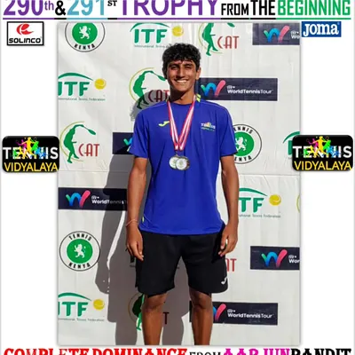 Complete dominance from Aarjun Pandit, winning both Singles and Doubles at the Junior ITF J4 in Nairobi. This was his maiden ITF double crown and a result of his incredible dedication.
