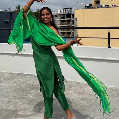 A happy, sunny day on the rooftop, just feeling the dance. This is me in my element, finding joy in movement wherever I am.