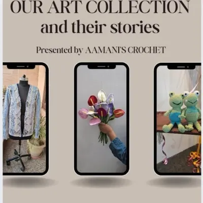 A collage celebrating World Art Day, showcasing the endless expressions of crochet. From apparel and flowers to toys, our creations add a touch of art to every moment.