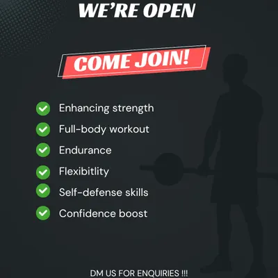 We are open and ready for you. My training enhances strength, provides a full-body workout, and builds endurance, flexibility, and self-defense skills. The ultimate goal is to boost your confidence.