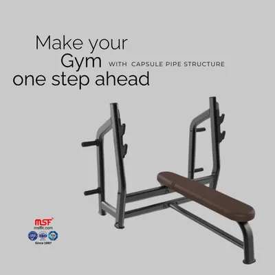 "Make your Gym one step ahead" with our Olympic Flat Bench, featuring our durable Capsule Pipe Structure for ultimate stability.