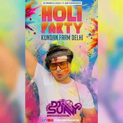 The poster for my Holi party performance at Kundan Farm, Delhi. I was ready to bring the colors of music to this massive celebration with a rain dance, great food, and non-stop beats.
