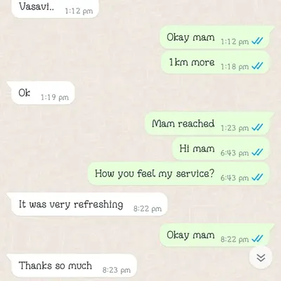 I always check in after a session to make sure you are happy with the service. It's great to hear when a client feels refreshed after their massage.