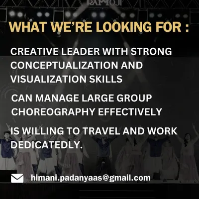 When I hire for my team, I look for more than just dancers. I seek creative leaders with strong visualization skills who can manage large groups and are willing to travel. This is about building a team of dedicated choreographers.
