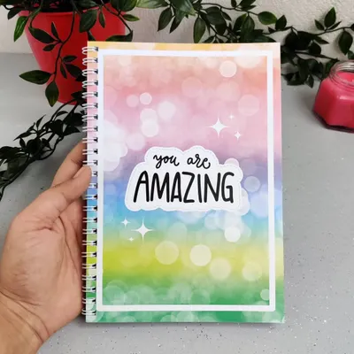 I'm so happy to have launched my own line of A5 notebooks. This 'You Are Amazing' notebook features my watercolor art on the cover and has 50 double-sided ruled pages inside.