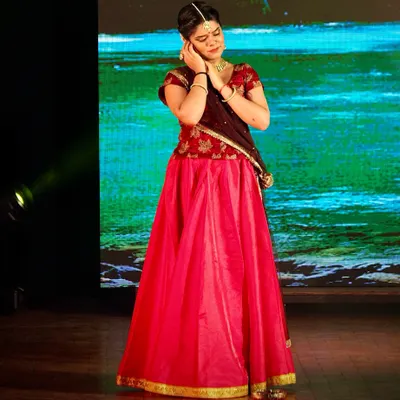 A moment of quiet reflection from the production 'Krishna Katha'. Here, I am portraying an emotion from the life of Lord Krishna, using facial expressions and gestures to tell the story.