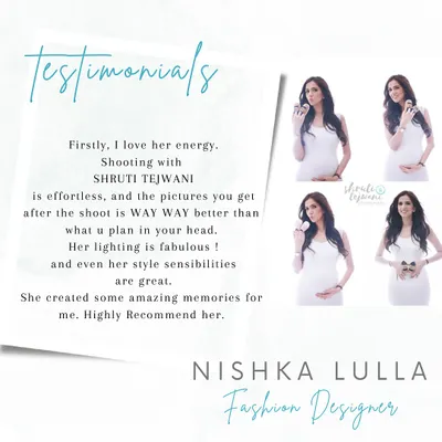 A wonderful testimonial from fashion designer Nishka Lulla. It means the world to me when clients love not just the photos, but the entire experience of the shoot.