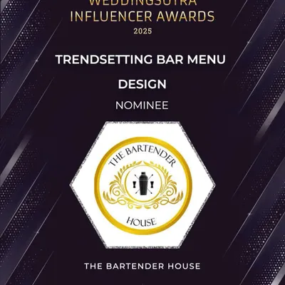 We were thrilled to be nominated for "Trendsetting Bar Menu Design" at the WeddingSutra Influencer Awards 2025. This recognition fuels our passion for creativity.
