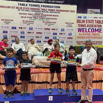 A proud moment on the podium at the Neelgiri 1st Delhi State Ranking Table Tennis Tournament. My player Mehransh Singh Bhatia stands tall after winning the silver medal in a tough competition.