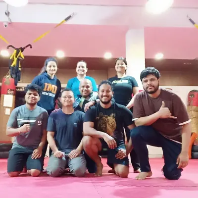 Sweat, smile, and repeat. A typical post-workout photo with the squad, tired but happy.