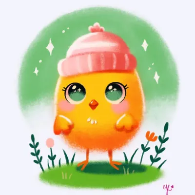A cute and fluffy chick I painted digitally. This soft, sparkly style is perfect for nursery art or a sweet, personalized illustration.
