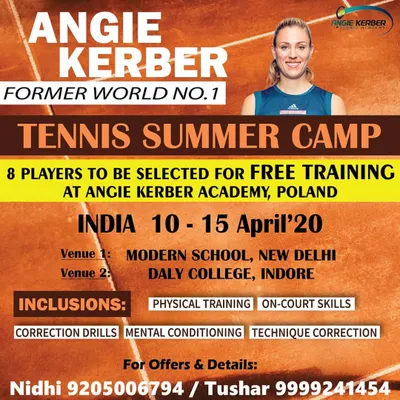 This poster for our Tennis Summer Camp in partnership with the Angie Kerber Academy highlights a direct pathway to international training. We offer our players a chance to be selected for free training at the former World No. 1's academy in Poland, an unparalleled opportunity for aspiring juniors.