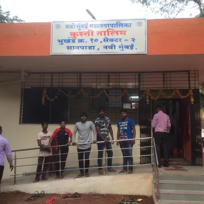 The entrance to our Kusti Talim in Sanpada, Navi Mumbai, a place dedicated to building the next generation of wrestlers.