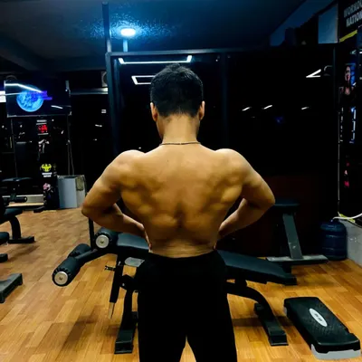 A client showing off his 'Demon Back'. We work hard to build a strong, well defined back with exercises like lat pulldowns and rows.