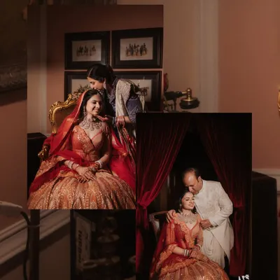A bride's morning is filled with these precious, quiet moments. We captured Tanishqa with her mother and father, a portrait of family love and the bittersweet emotions of letting go.