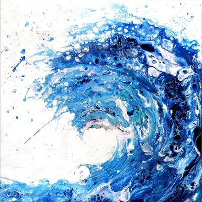 This fluid art piece captures the energy of a powerful ocean wave. I used a Dutch pour technique to move the paint, creating the spray and motion. It’s about washing away the old and welcoming fresh, healing energy.