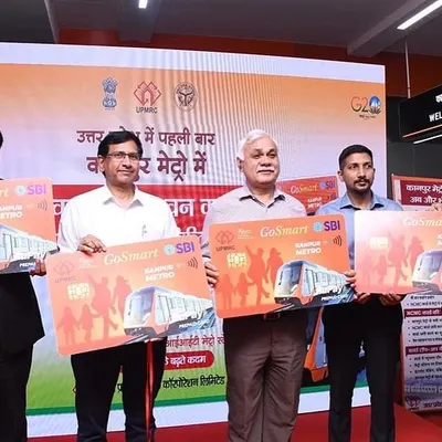 The official reveal of the GoSmart card for Kanpur Metro and SBI. I coordinated this key photo opportunity to ensure the product was front and center, creating a powerful image for the press and public.
