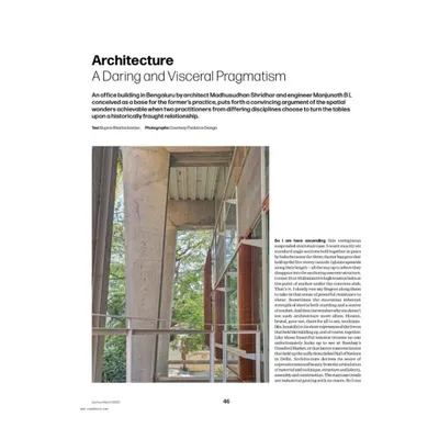 My work on the Funktion Design studio was featured in Domus India under the title "A Daring and Visceral Pragmatism." The article discusses the building as a convincing argument for the spatial and structural possibilities that arise from a close collaboration between architect and engineer.