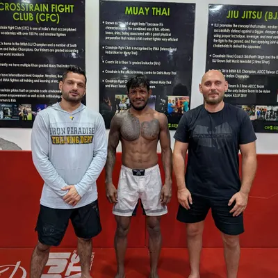 Proud to stand with our fighter, Dushyant, as he prepares to compete. His physique and focus are a testament to the dedicated strength and conditioning program we build for our athletes.