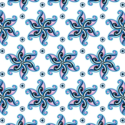 A beautiful floral mandala pattern in shades of blue and pink on a clean white background. This digital design is perfect for prints, stationery, or adding a touch of boho art to any project.
