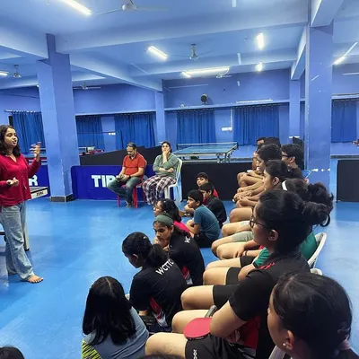 A sports psychology expert leads a session with our paddlers. We provide these workshops to equip our athletes with mental strategies for competition.
