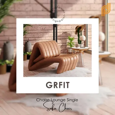 This is our 'GRFIT' chaise lounge chair, a truly modern and artistic piece. Its continuous, curved form provides ergonomic support, making it a comfortable spot for reading or relaxing.