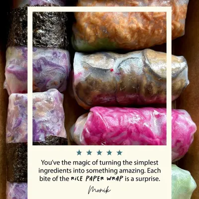 Nothing makes us happier than hearing from you. This review for our Vietnamese Rice Paper Wraps captures exactly what we aim for: turning simple, fresh ingredients into a magical and surprising culinary experience.