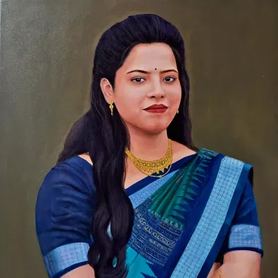 A completed individual portrait commissioned from a photograph. I concentrated on achieving a photorealistic quality while maintaining the richness and texture that only a physical painting can provide.